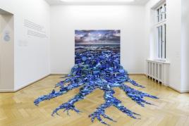 lejandro Duran, „Washed Up: Transforming a Trashed Landscape". Ausstellungsansicht „healing. Leben im Gleichgewicht". Weltkulturen Museum. Foto Wolfgang Günzel