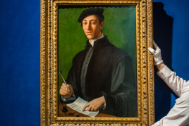 Agnolo di Cosimo, called Bronzino, Portrait of A Man, Facing Left, With A Quill and a Sheet of Paper, Possibly A Self-Portrait of The Artist. Estimate: $3,000,000 - 5,000,000.