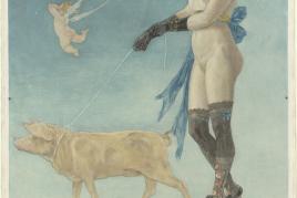 Albert Bertrand (1854–1912) nach Félicien Rops (1833 - 1898) Die Dame mit dem Schwein / La dame au cochon (Pornokrates), 1896 Radierung und Aquatinta (von mehreren Platten) auf Kupferdruckkarton 685 x 457 mm (Plattenmaße) Hamburger Kunsthalle, Kupferstichkabinett © Hamburger Kunsthalle / bpk, Foto: Christoph Irrgang