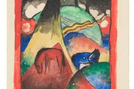 Abb.: Franz Marc, Rotes und blaues Pferd, (Postkarte von Maria Marc an Lily Klee, 18.4.1913), Franz Marc Museum © collecto.art