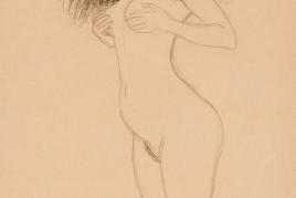 Gustav Klimt, Study for the left-hand Gorgon in the `Beethoven Frieze` (1901) Black chalk and Indian Ink on paper, 44,5 x 31,3 cm