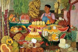 Olga Costa, La vendedora de frutas (Die Obstverkäuferin), 1951, Acervo Museo de Arte Moderno, INBAL / Secretaría de Cultura, © VG Bild-Kunst Bonn, 2022 / SOMAAP