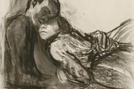 Käthe Kollwitz, Liebespaar, sich aneinander schmiegend, 1909/1910 Kohle, gewischt, auf Ingres- Bütten, 56 x 48,2 cm Käthe Kollwitz Museum Köln