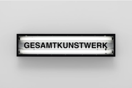 Alfredo Jaar, Gesamtkunstwerk, 1988/2018, lightbox with vinyl mounted on plexiglass, 21.3 x 92.4 x 12.7 cm | 8 3/8 x 36 3/8 x 5 in, Ed. of 10 + 5 A