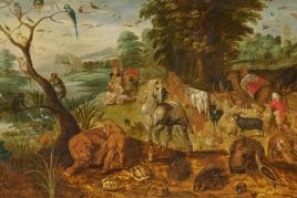 Jan Breughel d.J. (1601 – 1678) Paradieslandschaft mit Einzug der Tiere in die Arche Noah | Öl auf Holz | 70 x 170 cm Taxe: € 150.000 – 300.000