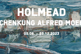 Holmead, Küstenstadt, 1970, Öl auf Leinwand | Abb. Ausstellungsübersicht: Holmead, Mann mit Brille, 1972 (Detail), Öl auf Leinwand auf Sperrho