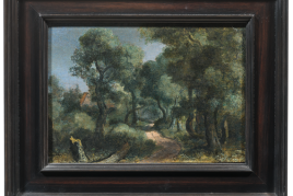 HERCULES PIETERSZ. SEGERS (Haarlem um 1589–um 1640 Den Haag) Waldpfad. 1618–20. Öl auf Leinwand auf Holz. 16 × 22,4 cm. Schätzung: CHF 350 000 / 500 000