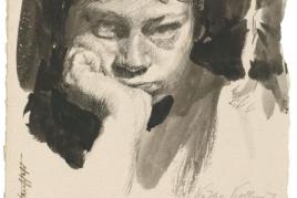 Käthe Kollwitz, Selbstbildnis mit aufgestütztem Kopf, 1889/91