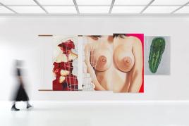 50 James Rosenquist	 Playmate, 1966. Öl auf Leinwand in vier Teilen, Holz, Metalldraht Schätzpreis: € 1.000.000 - 1.500.000