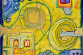 Friedensreich Hundertwasser  Le lac jaune, 1987 mixed media, 59,5 x 44,5cm, Rückseitig signiert, datiert und betitelt PAPEARI 1985 / HAHNSAGE 1987 Bild: Schütz Art Society
