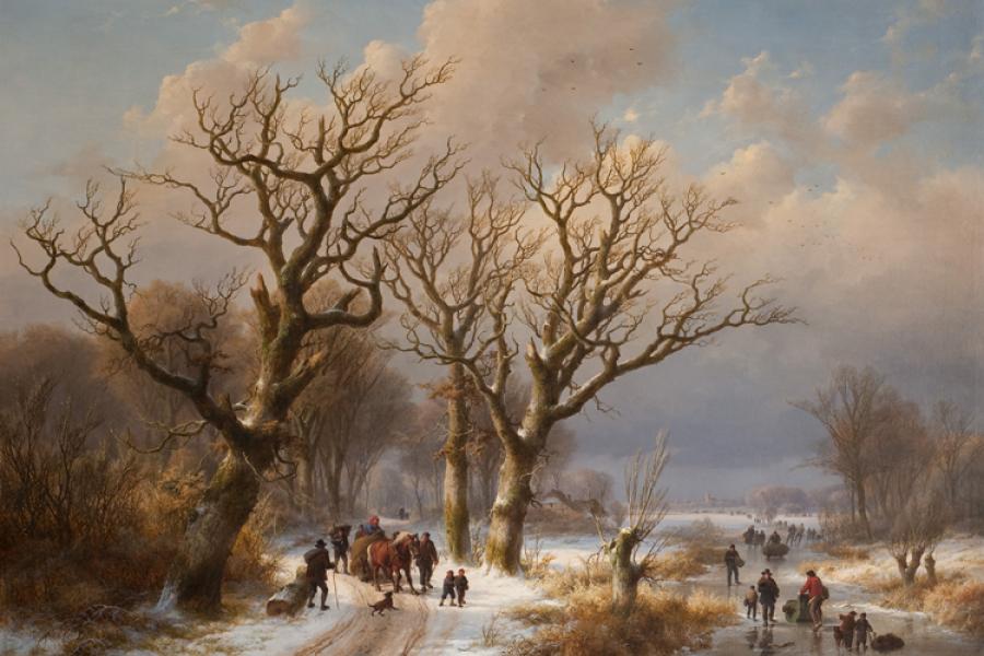 Johann Bernhard Klombeck und Eugène Verboeckhoven, Winterlandschaft mit Pferd, 1863, Sammlung Rademakers