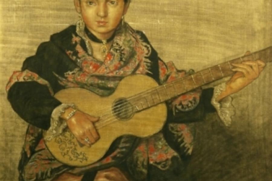 Hans Thoma, „Neapolitanerin mit Gitarre“, Ölgemälde, 70 x 50 cm, signiert sowie datiert 1880, signiert, H. Thode (1909) Seite 149, Startpreis: 20.000 €