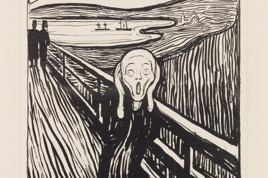 Edvard Munch Das Geschrei, 1895 Lithografie auf Velinpapier, 513 x 384 mm Privatsammlung © The Munch Museum/The Munch-Ellingsen Group/2013, ProLitteris, Zürich