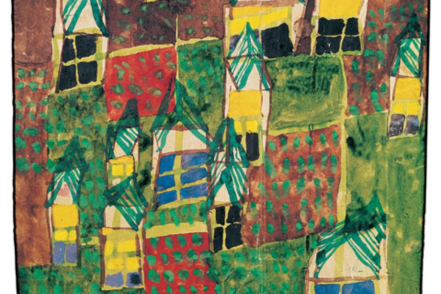 Hundertwasser 102 HÄUSER MIT GRÜNEN DÄCHERN UND GÄRTEN, 1951 © KUNST HAUS WIEN, 2012