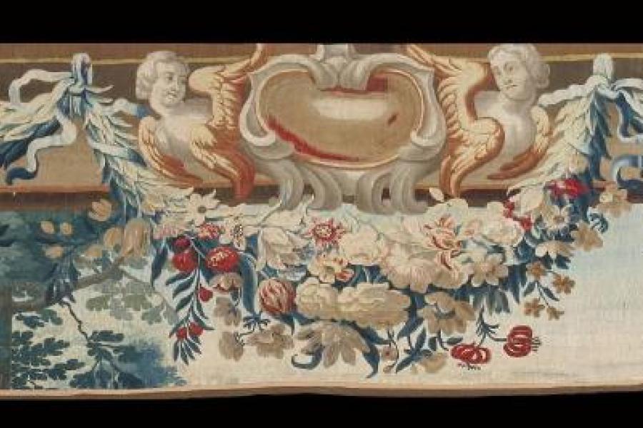 17th century tapestry fragment, Brussels, £4,000 from Galerie Arabesque