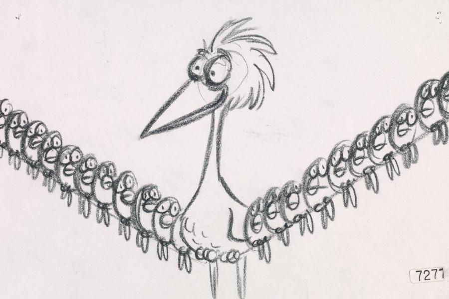 Ralph Eggleston Storyboard, For the Birds, 2000 Pencil © 2012 Disney Enterprises, Inc./Pixar.