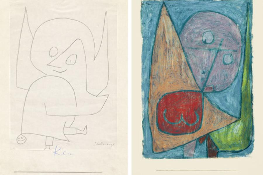 Paul Klee Schellen-Engel, 1939 966 Bleistift auf Papier auf Karton 29,5 x 21 cm Zentrum Paul Klee, Bern Paul Klee Engel, noch weiblich, 1939 1016 Kreide auf Grundierung auf Papier auf Karton 41,7 x 29,4 cm Zentrum Paul Klee, Bern