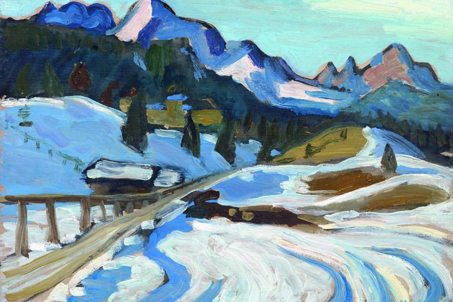 Gabriele Münter (Berlin 1877 - 1962 Murnau/Oberbayern) Winter in Elmau, 1933, Öl/Sperrholz, 33 x 45 cm erzielter Preis € 329.700