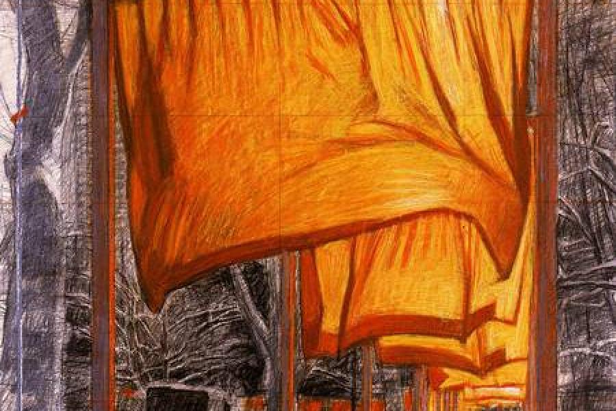 Alp Galerie Frankfurt, Christo, New York, Unikat "The Gates", Zeichnung auf Papier, 2004