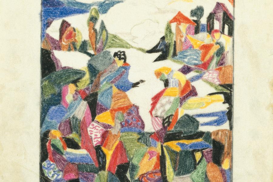 Adolf Hölzel, Farbklänge, 1929,   Buntstift, © Neue Galerie Graz/UMJ