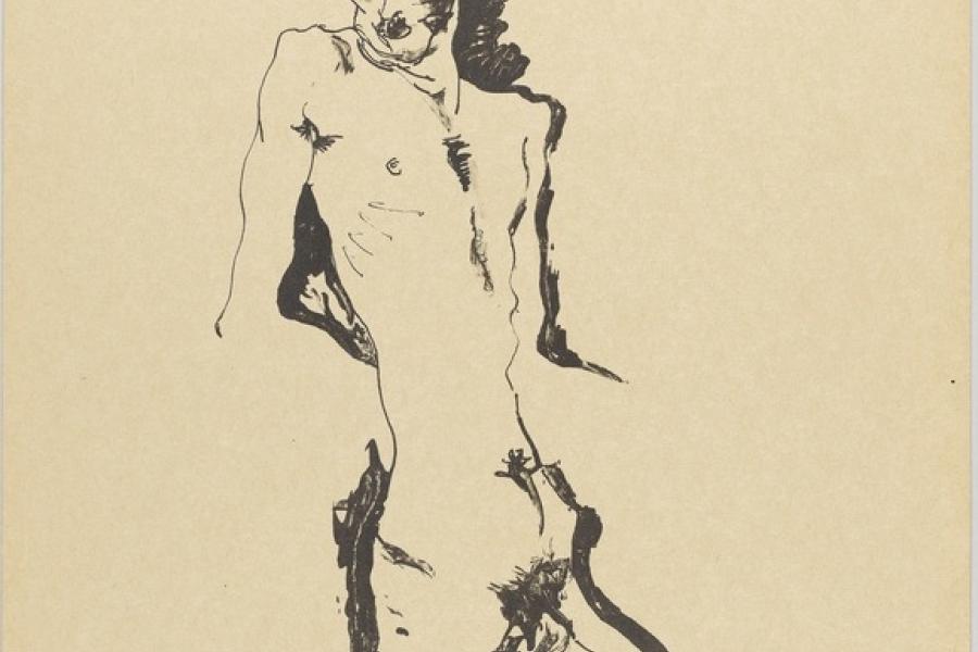 Egon Schiele, Akt, 1912, Lithographie, aus der SEMA-Mappe, Staatsgalerie Stuttgart, Graphische Sammlung