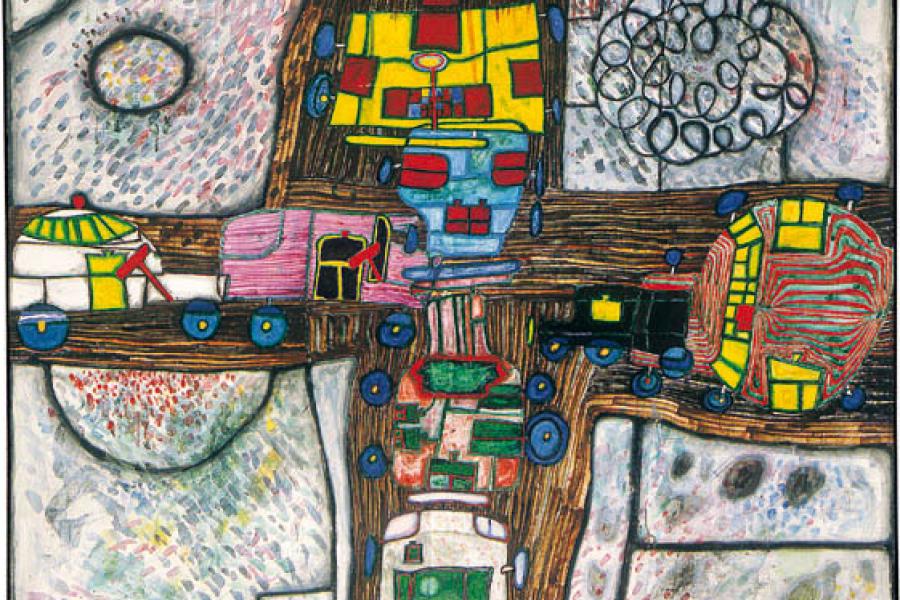 Hundertwasser, 875 STRASSENKREUZUNG, 1987 Private Sammlung