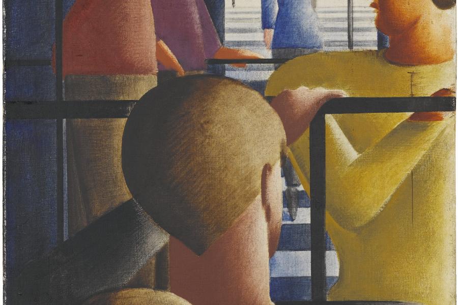 Oskar Schlemmer, Szene am Geländer, 1931, Öl auf Leinwand, 100,5 x 65,2 cm, Staatsgalerie Stuttgart.