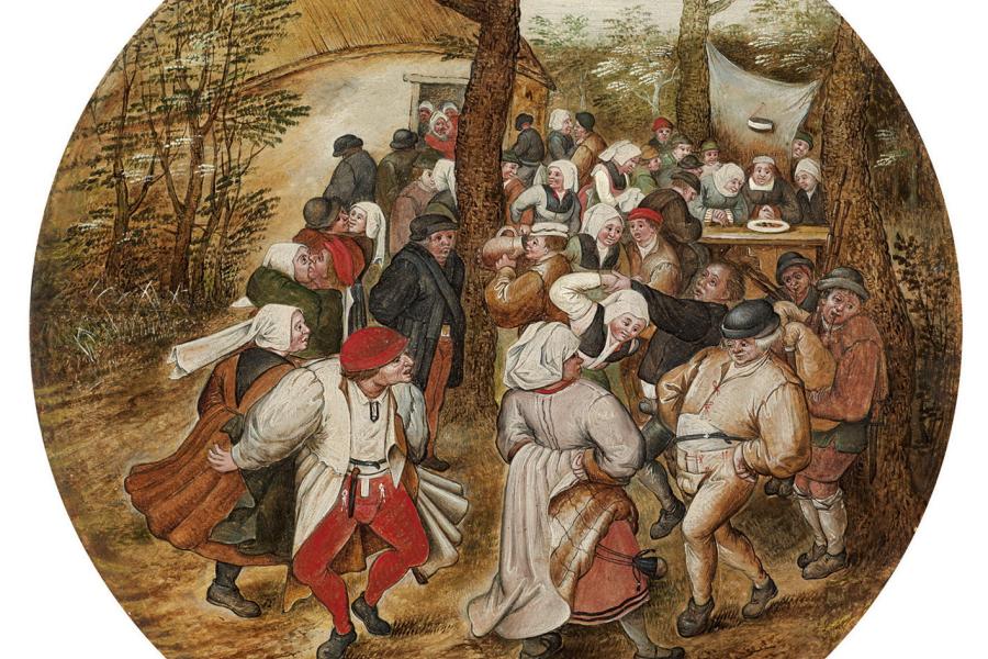 Pieter Brueghel II (1564 - 1637/38) Der Hochzeitstanz, Öl auf Holz, Durchm. 20 cm erzielter Preis € 419.307