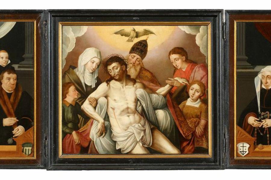 Bartholomäus Bruyn d.J. – Werkstatt Triptychon mit Kölner Stifterporträts Innenteil: 55 x 61,5cm | Flügel je 55 x 26cm  Öl auf Holz | Ergebnis: 38.400 Euro