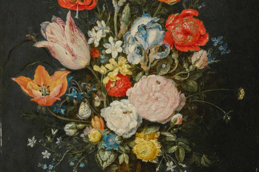 Jan Brueghel d. Ä., Brüssel 1568 – 1625 Antwerpen, Blumenstrauß in einem Glasbecher, nach 1608, Holz, Leihgabe der Heinrich und Anny Nolte-Stiftung, Essen, Dep. 960