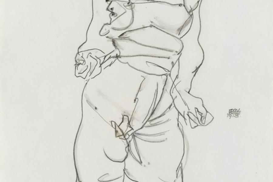 Egon Schiele | Frau in Unterwäsche und Strümpfen (Wally Neuzil) | 1913