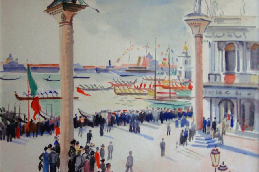 Emanuel Fohn (Klagenfurt 1881 - 1966 Bozen) Markusplatz Gouache, 1932 43 x 64 cm  Zur Verfügung gestellt von: Galerie Heinze