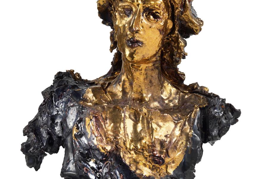 Lucio Fontana (1899 - 1968) Busto di donna (Minerva), 1949, Keramik, bemalt und glaisert, 59 x 44 x 27 cm  Schätzwert € 160.000 - 220.000  Auktion 10. Juni 2015