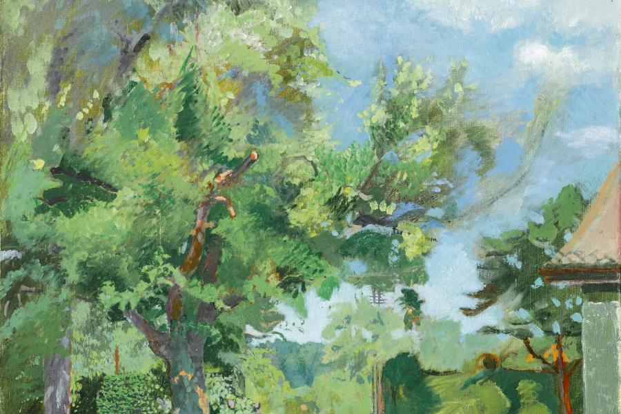 Los 82 Cuno Amiet Obstgarten auf der Oschwand. Öl auf Leinwand, "Garteneingang", 61x50 cm mgr. u. dat. (19)36 u.r., verso a.d. Keilrahmen bez. (Schätzpreis: CHF 75‘000) ZUSCHLAG: 70‘000