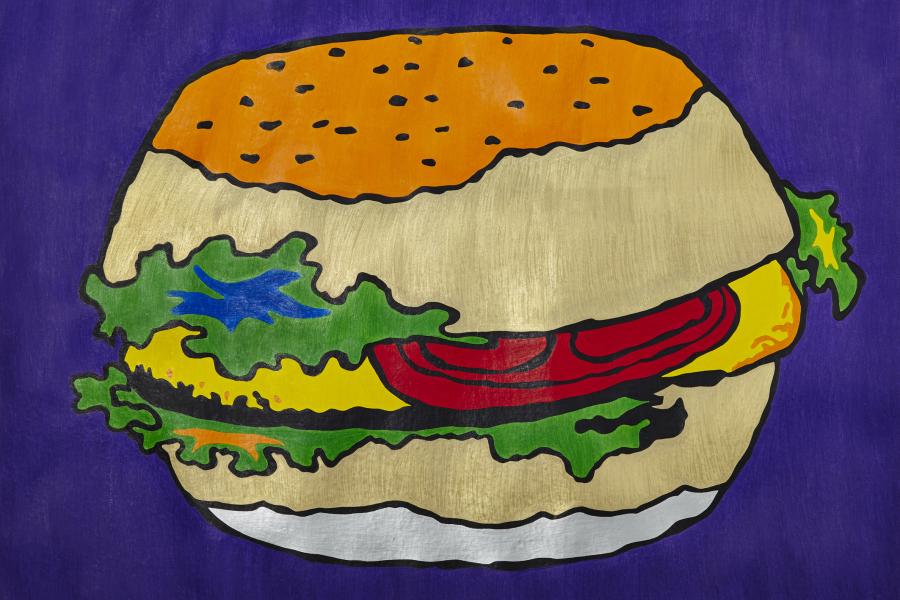 Cameron Platter, Burger, 2015, Pencil on paper, 100 x 160 cm