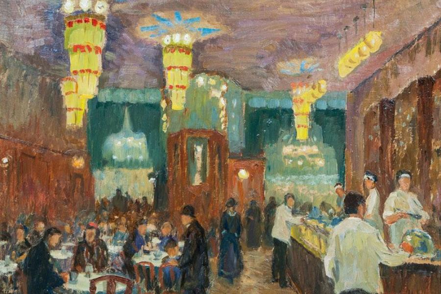 Los 65, Ernst Eitner (Hamburg 1867 - Hamburg 1955) Das Café Felber am Steinhauerdamm , Limitpreis: 	7.000 €