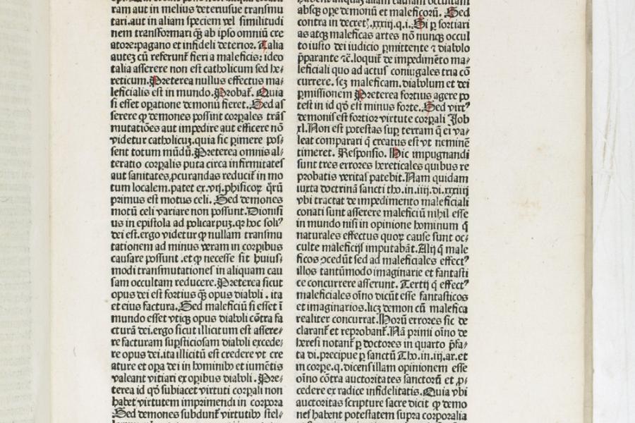 Der Hexenhammer – Institoris, Heinrich. Malleus maleficarum. [Speyer, Peter Drach, vor April 1487]. 175.000,– Editio princeps des berüchtigten „Hexenhammers“, der die Methode des Strafverfahrens gegen Hexen darlegt und, von der neuen Technik des Buchdrucks beflügelt, wesentlich zum frühneuzeitlichen Hexenwahn beitrug. (Inlibris, Wien + Kotte, Roßhaupten)