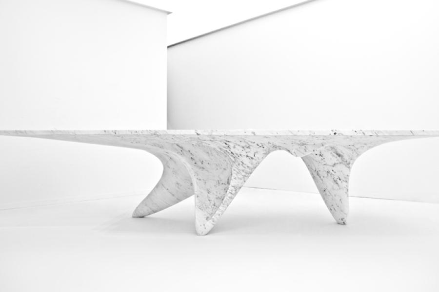 Zaha Hadid Architects Luna Table for CITCO  Milan, Italy CITCO Italian Carrara marble 320 x 120 x 78cm  Colour Living, Hong Kong