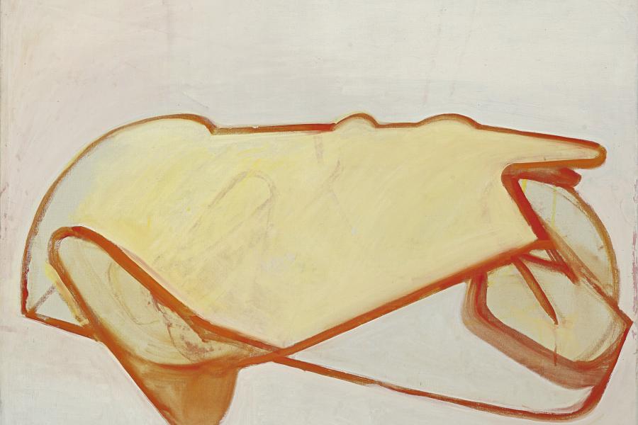 Lot 731 Maria Lassnig (1919 - 2014) Selbstporträt als Auto, 1963,  Öl auf Leinwand, 71 x 90 cm  erzielter Preis € 344.600