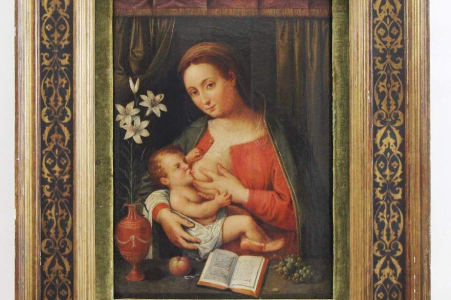 Raibolini, Giacomo (Bologna 1484/86 - 1557 Bologna, genannt "Il Francia" attr. Gemälde "Maria lactans" , Mindestpreis: 	5.000 EUR