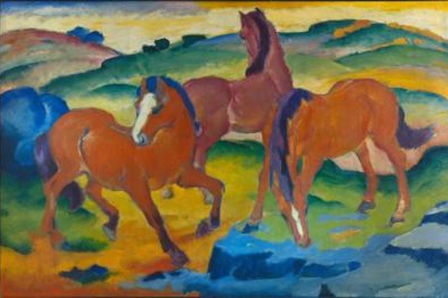 Franz Marc, Weidende Pferde IV, 1911 Harvard Art Museums/ Busch-Reisinger Museum, Cambridge, USA, Vermächtnis in Erinnerung an Paul E. und Gabriele B. Geier © President and Fellows of Harvard College