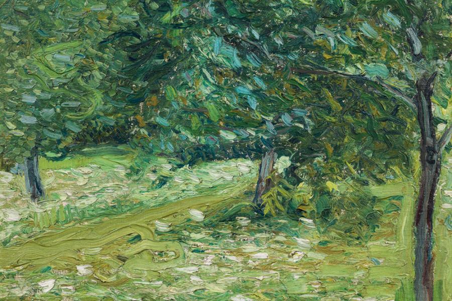 Richard Gerstl (1883-1908) Obstgarten (Kleines Gartenbild), Sommer 1907 Öl auf Leinwand auf Karton; 34,5 × 33,5 cm EUR 250.000-500.000