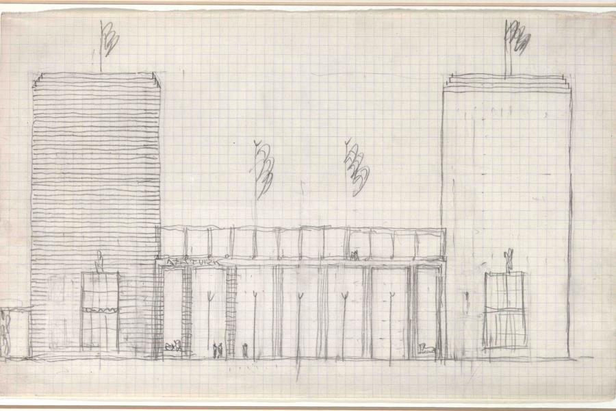 Josef Hoffmann, Studie für Propyläen für das Wettbewerbsprojekt Palast der Großen Nationalversammlung der Türkei in Ankara, 1936 © MAK