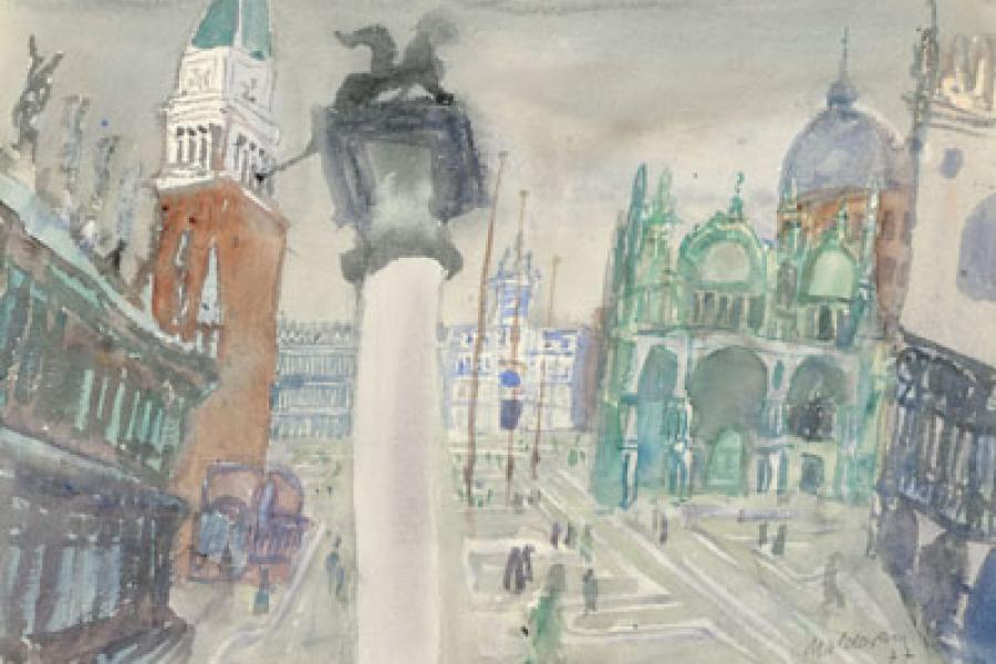 Galerie Albertina Zeter, KURT MOLDOVAN Wien 1918 - 1977 Wien,  Der Markusplatz in Venedig, 1977 Aquarell auf Papier