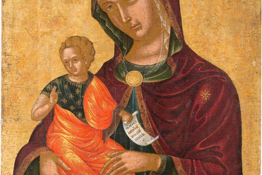 Madre della Consolazione, Nikolaos Tzafouris (ca. 1455-1502), 59,3 x 47 cm (Limitpreis 15.000 Euro)