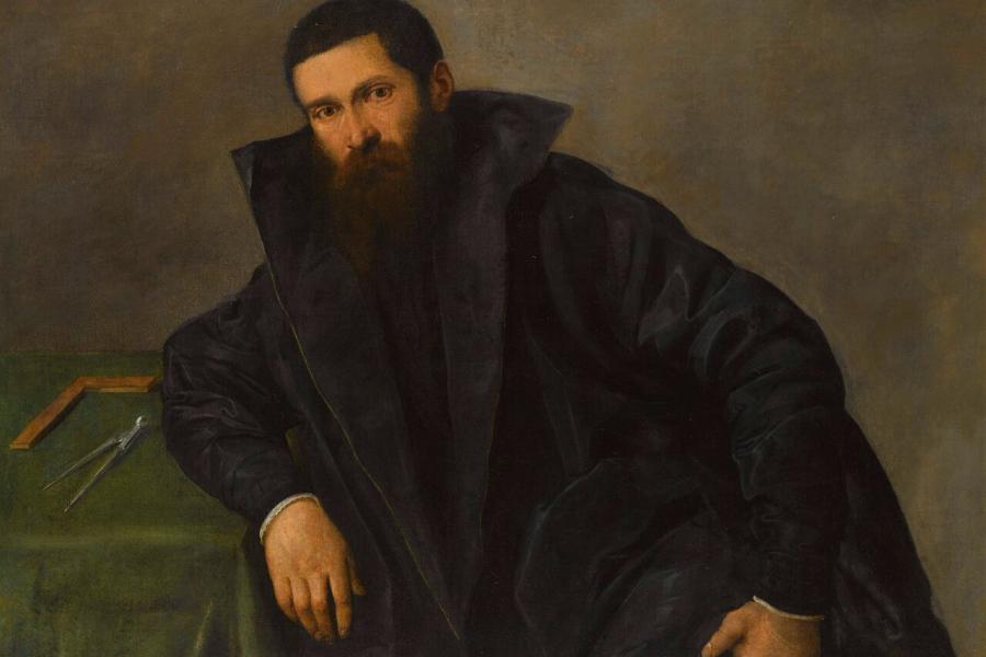 Lot 12 LORENZO LOTTO 1475 - 1556 PORTRAIT OF AN ARCHITECT, POSSIBLY GIOVANNI DAL CORO oil on canvas 86 x 120 cm. est. £200,000-300,000 / €224,000-336,000 / $246,000-369,000