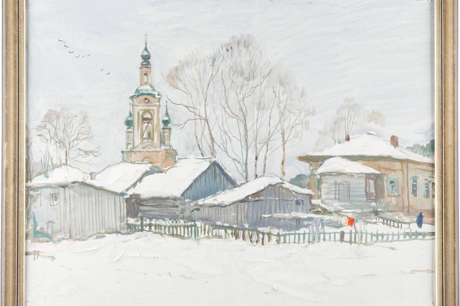 ILJA SERGEJEWITSCH GLASUNOW (*1930 St. Petersburg), Straße in Pljos, Öl auf Leinwand. 60 cm x 80 cm. Limit 3.000 Euro