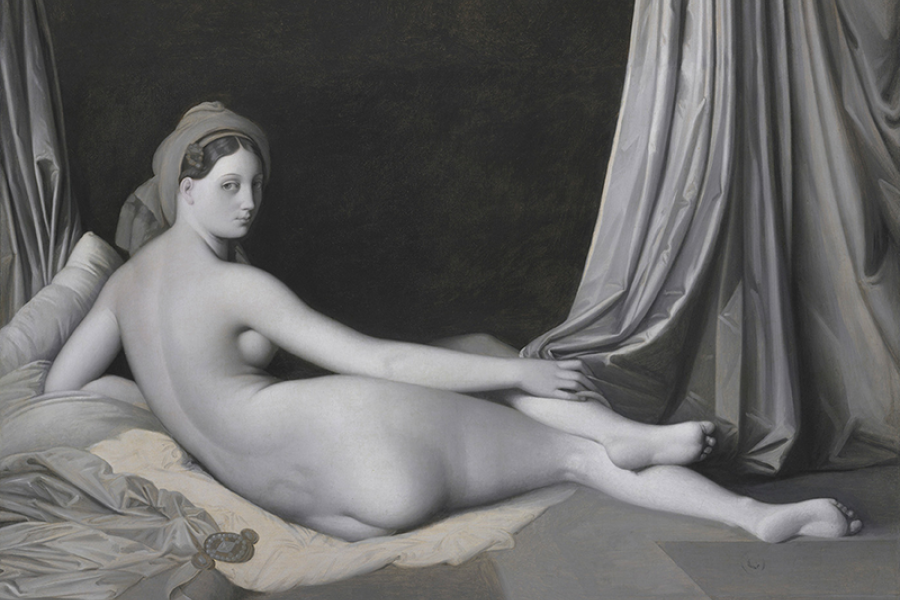 Jean Auguste Dominique Ingres und Werkstatt, Odalisque in Grisaille, um 1824-1834 Öl auf Leinwand, 83,2 × 109,2 cm, The Metropolitan Museum of Art, Catharine Lorillard Wolfe Collection, Wolfe Fund, 1938 / Foto: © bpk ǀ The Metropolitan Museum of Art