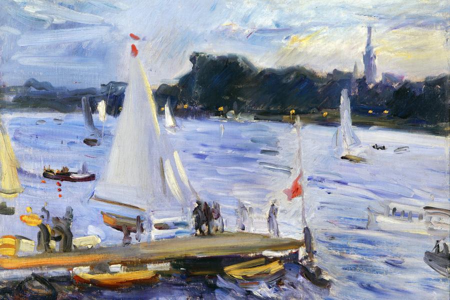 Max Slevogt, Segelboote auf der Alster am Abend, 1905, Staatliche Museen zu Berlin, Nationalgalerie, Foto: bpk / Nationalgalerie, SMB / Andres Kilger