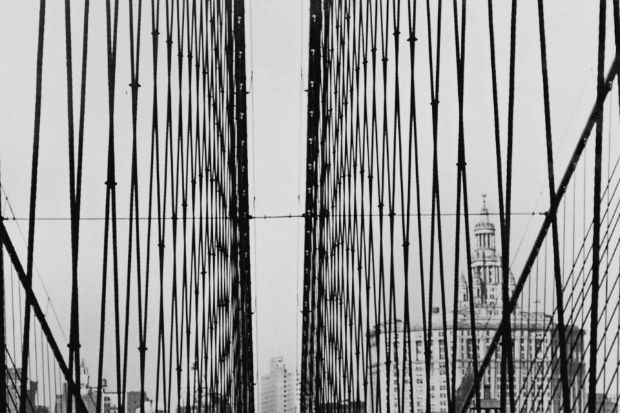 Fred Stein, Brooklyn Bridge Cables / Drahtseile der Brooklyn Bridge, New York 1948 250 x 195 mm  © Fred Stein bei VG Bild-Kunst, Bonn 2018